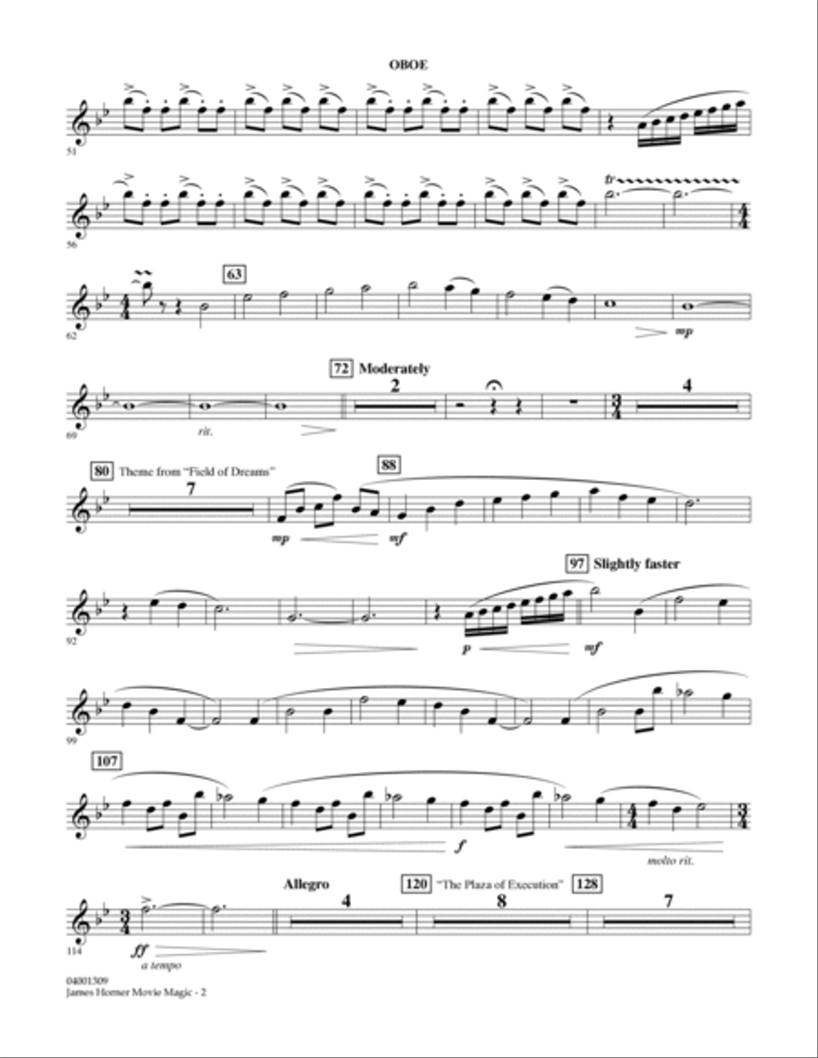 James Horner Movie Magic - Oboe Concert Band scores gallery preview page 2