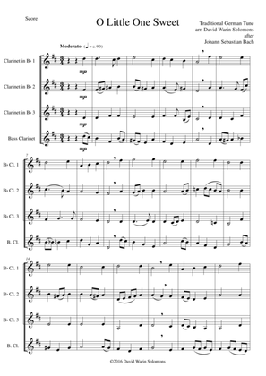 O Little One Sweet (O Jesulein süß) for clarinet quartet (3 B flats and 1 bass)