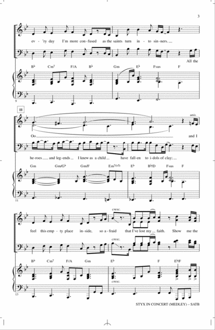 Styx In Concert (Medley) 4-Part scores gallery preview page 2