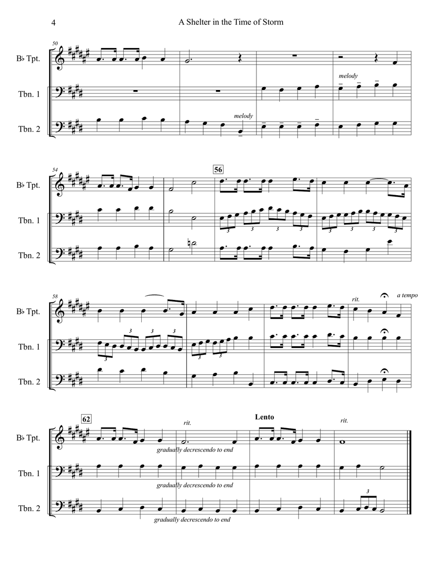 A Shelter in the Time of Storm - Brass Trio (trumpet, 2 trombones) Brass Trio scores gallery preview page 4
