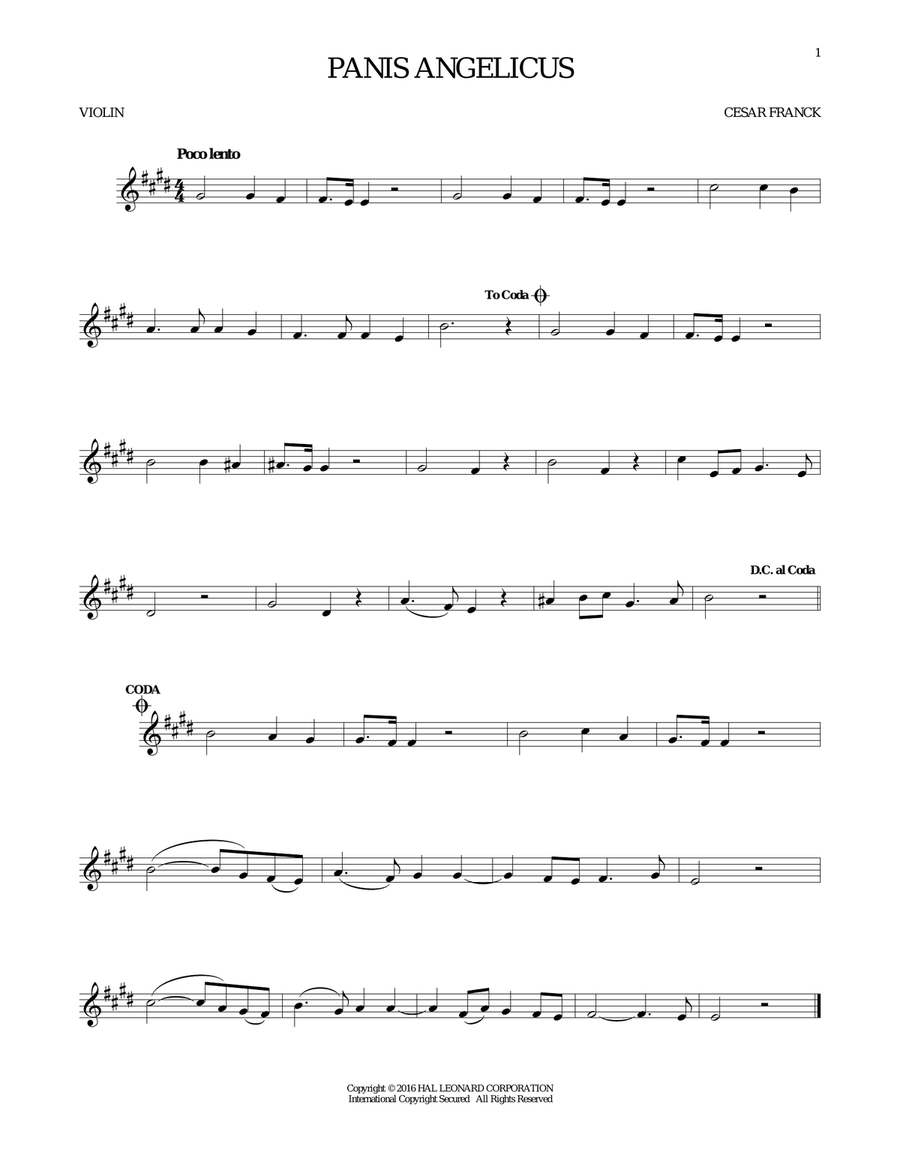 Panis Angelicus (O Lord Most Holy) Violin Solo scores gallery preview page 1