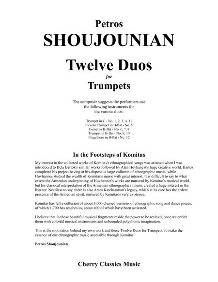 Twelve Duos for Trumpets based on Armenian Folk Songs image number null