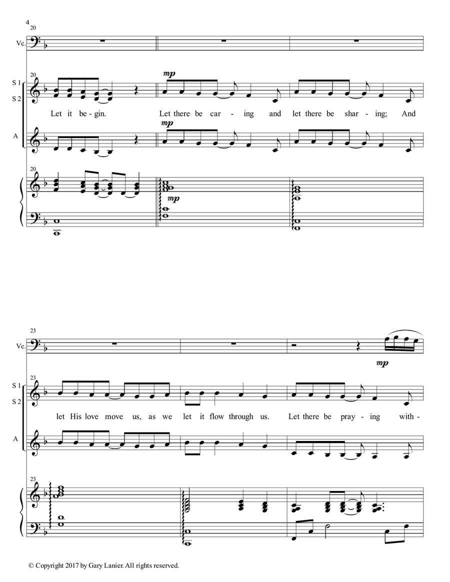 AMERICA, HONOR GOD (Ladies Trio - SSA with Cello & Piano) SSA scores gallery preview page 5