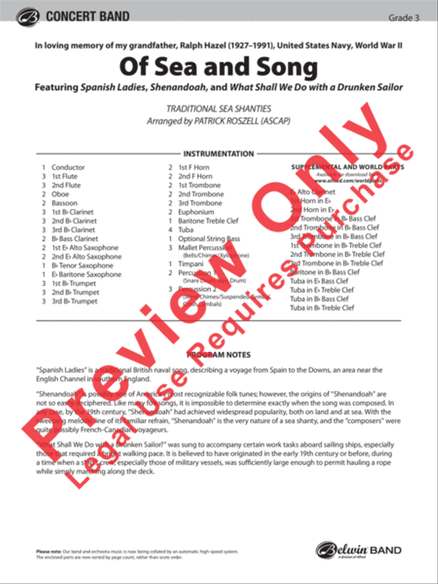 Of Sea and Song Concert Band scores gallery preview page 2