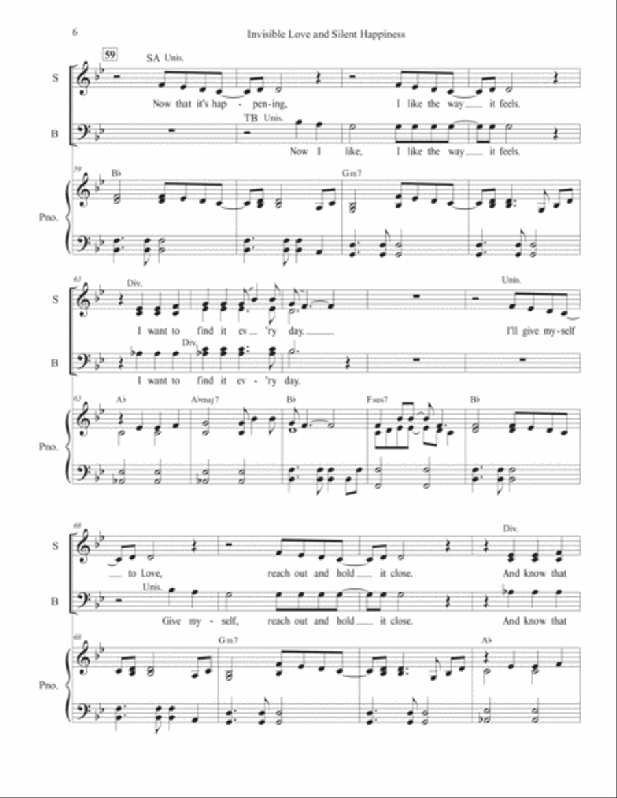 Invisible Love and Silent Happiness (SATB) Joy of Spirit - Song for All Choirs 4-Part scores gallery preview page 6