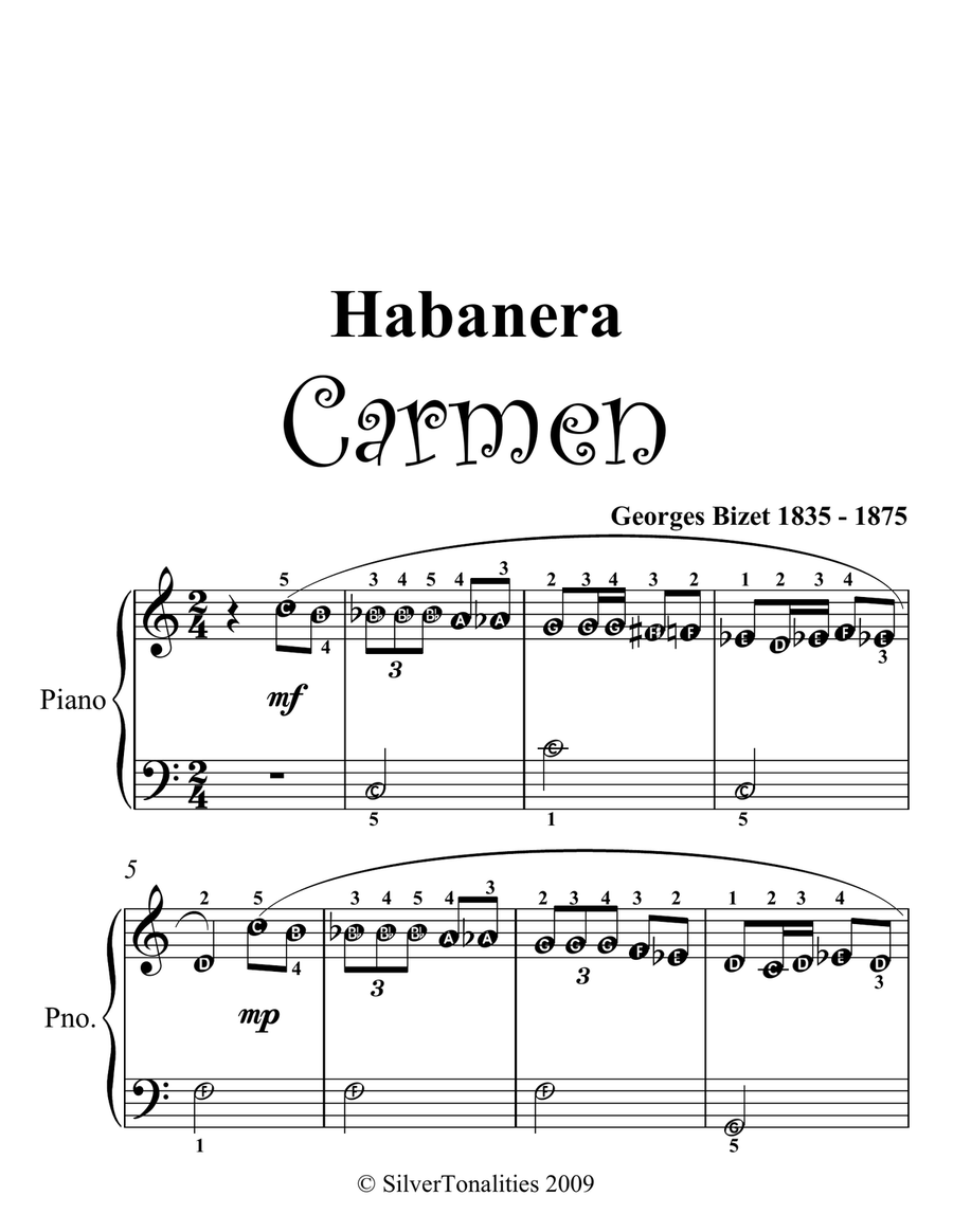 Habanera Carmen Easiest Piano Sheet Music Easy Piano scores gallery preview page 2