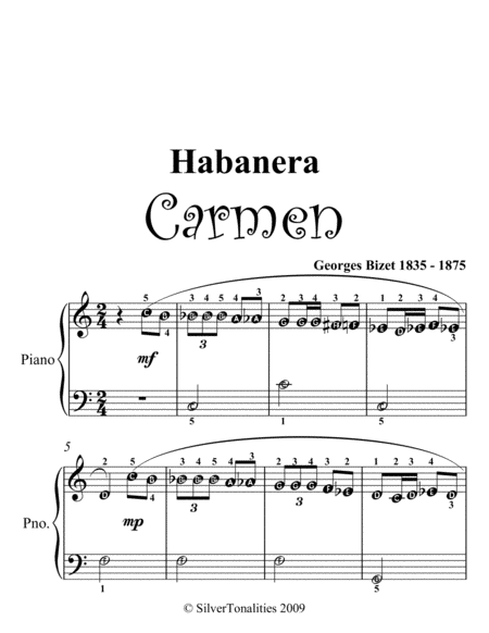 Habanera Carmen Easiest Piano Sheet Music