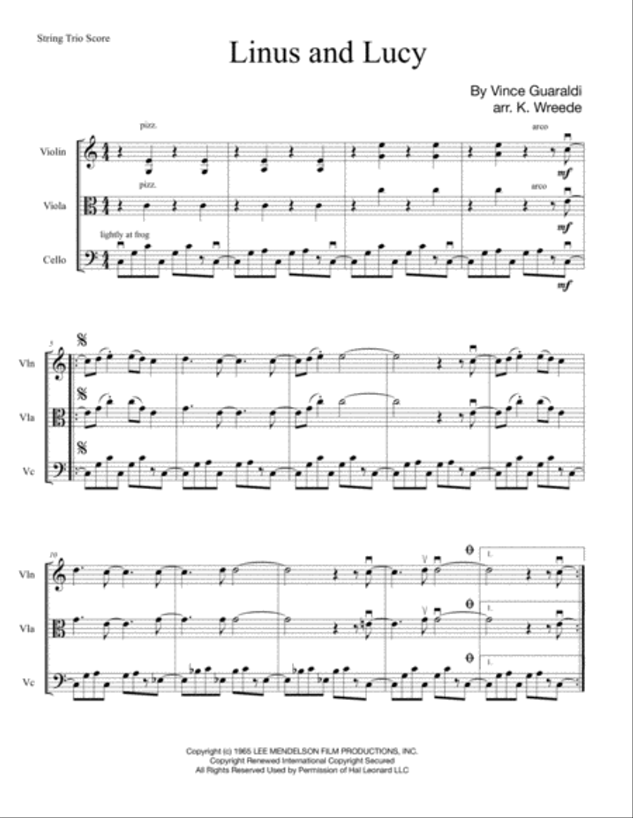 Linus And Lucy String Trio scores gallery preview page 1