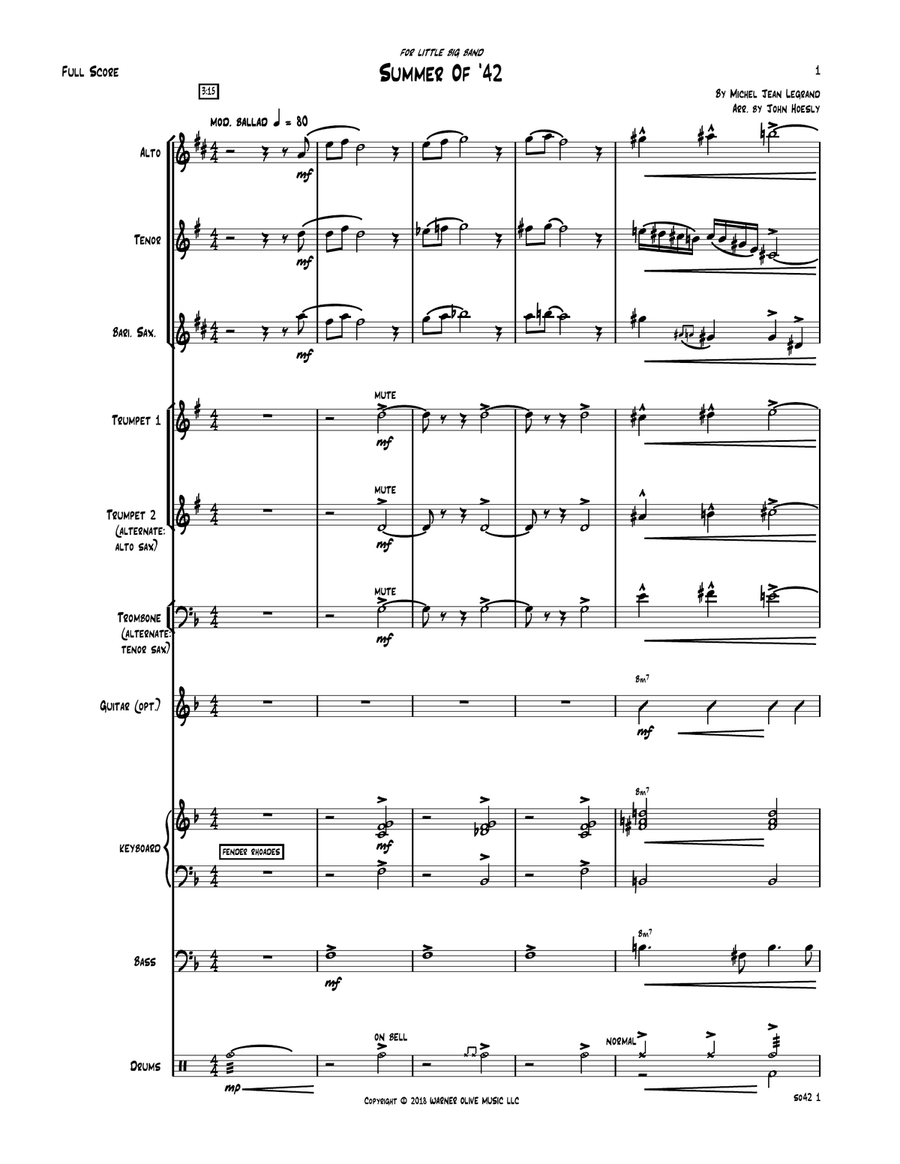 Summer Of 42 Jazz Ensemble scores gallery preview page 1