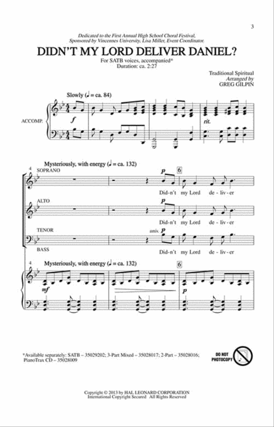 Didn't My Lord Deliver Daniel? 4-Part scores gallery preview page 2