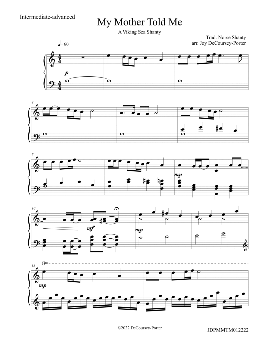 My Mother Told Me - Trad. Shanty for piano Piano Method scores gallery preview page 1