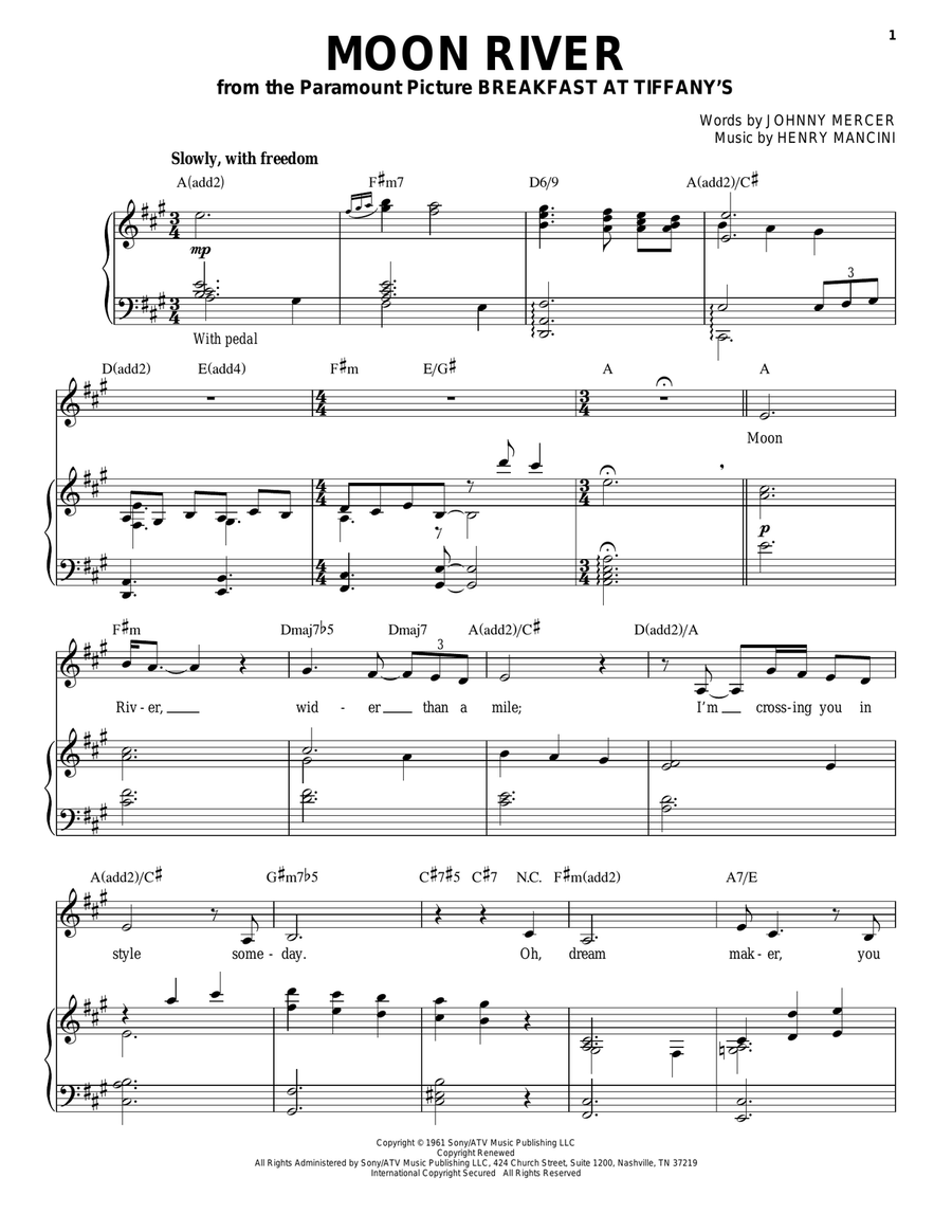 Moon River Moon River Piano, Vocal scores gallery preview page 1
