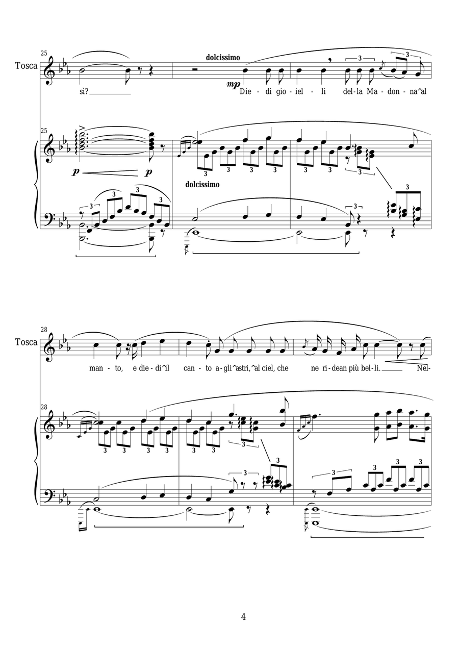 Puccini - Tosca (Act2) Vissi d'arte - Soprano and piano Soprano Voice scores gallery preview page 4