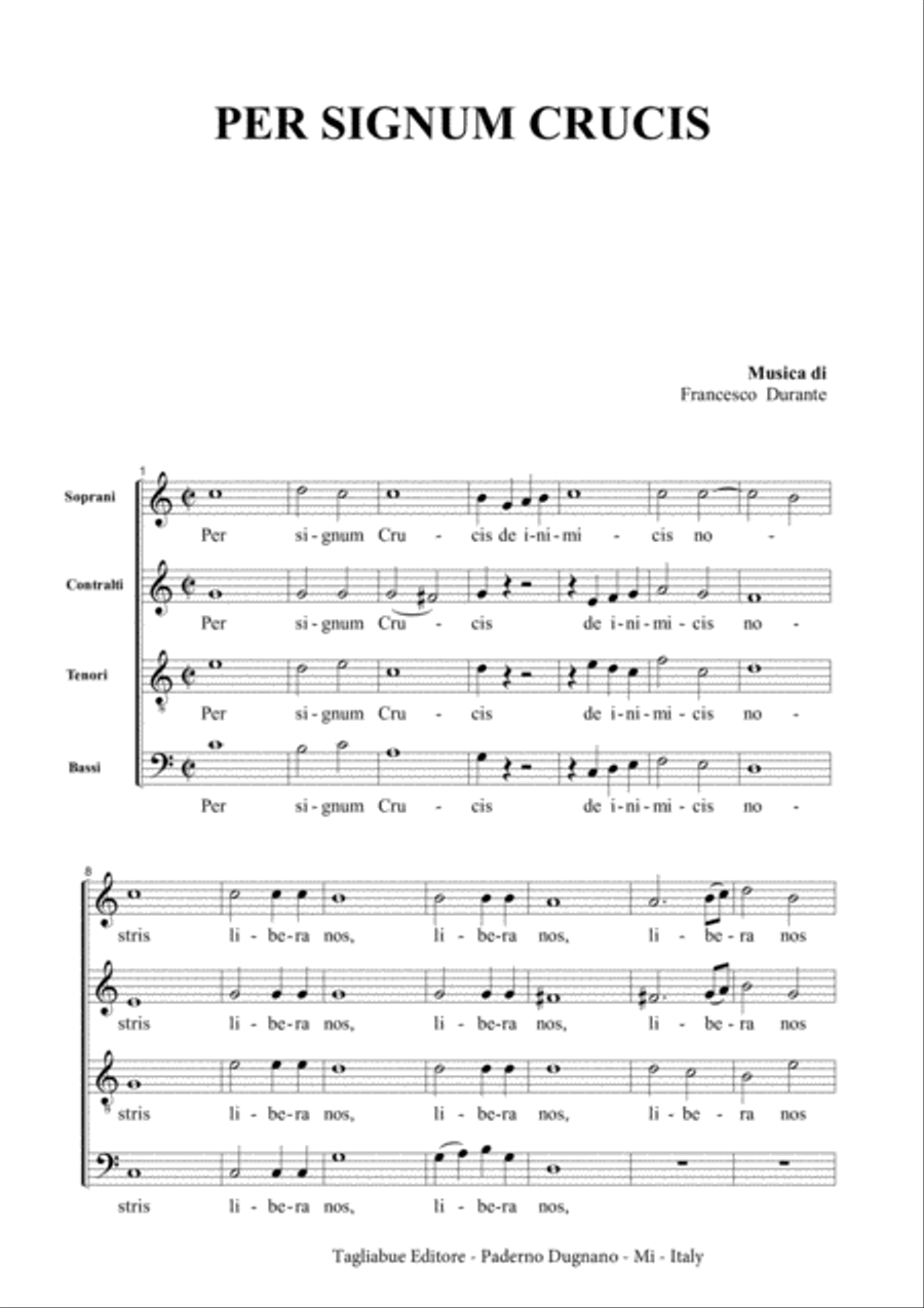 PER SIGNUM CRUCIS - F. Durante - For SATB Choir 4-Part scores gallery preview page 1