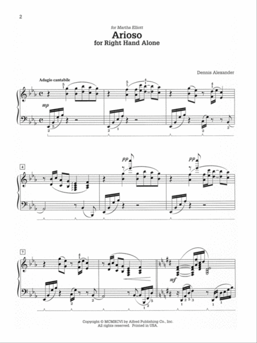 Arioso (for right hand alone) Piano Solo scores gallery preview page 2