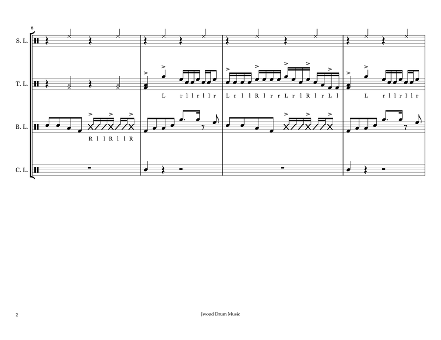 Sliced Melons (Drumline Cadence) Marching Band scores gallery preview page 2