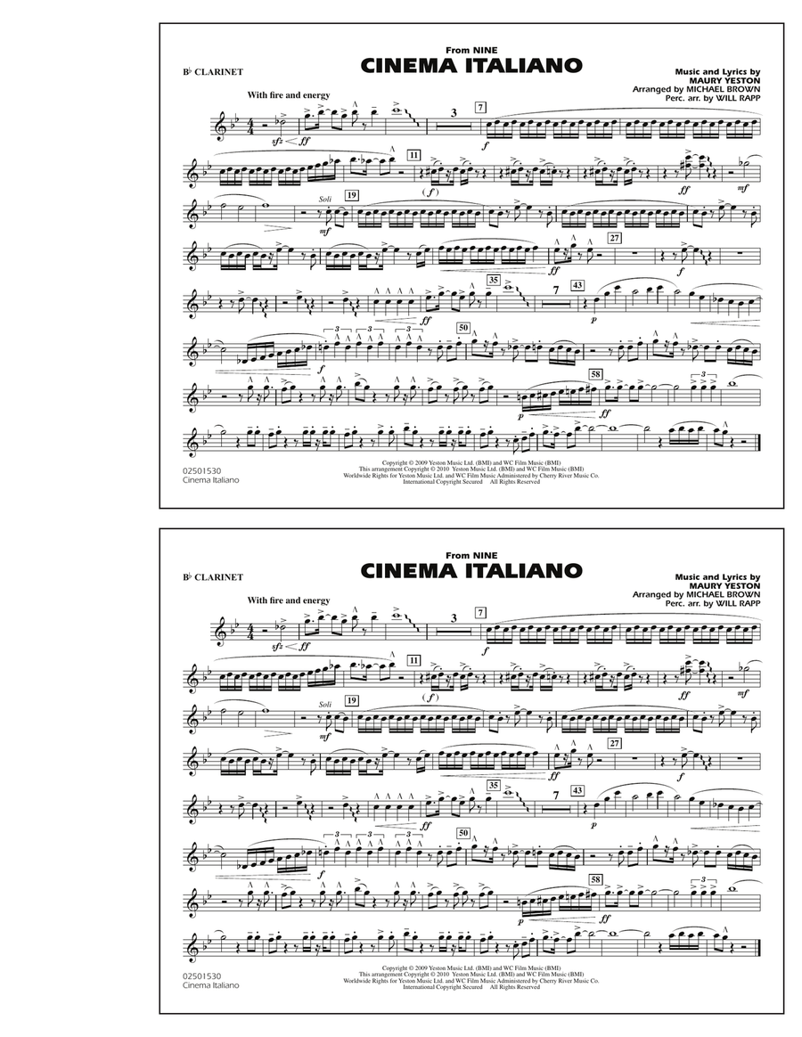 Cinema Italiano (from Nine) - Bb Clarinet Marching Band scores gallery preview page 1