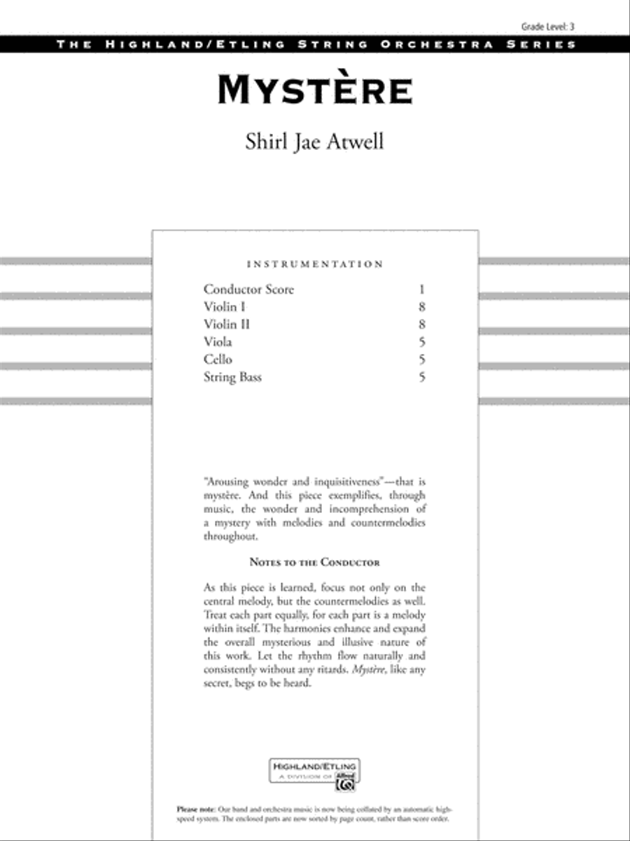 Mystère: Score String Orchestra scores gallery preview page 1
