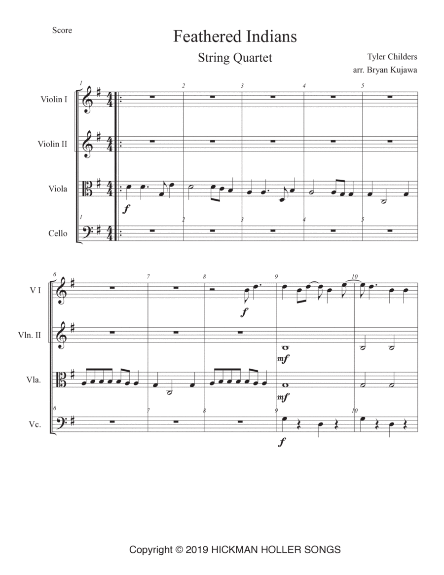 Feathered Indians String Quartet scores gallery preview page 1