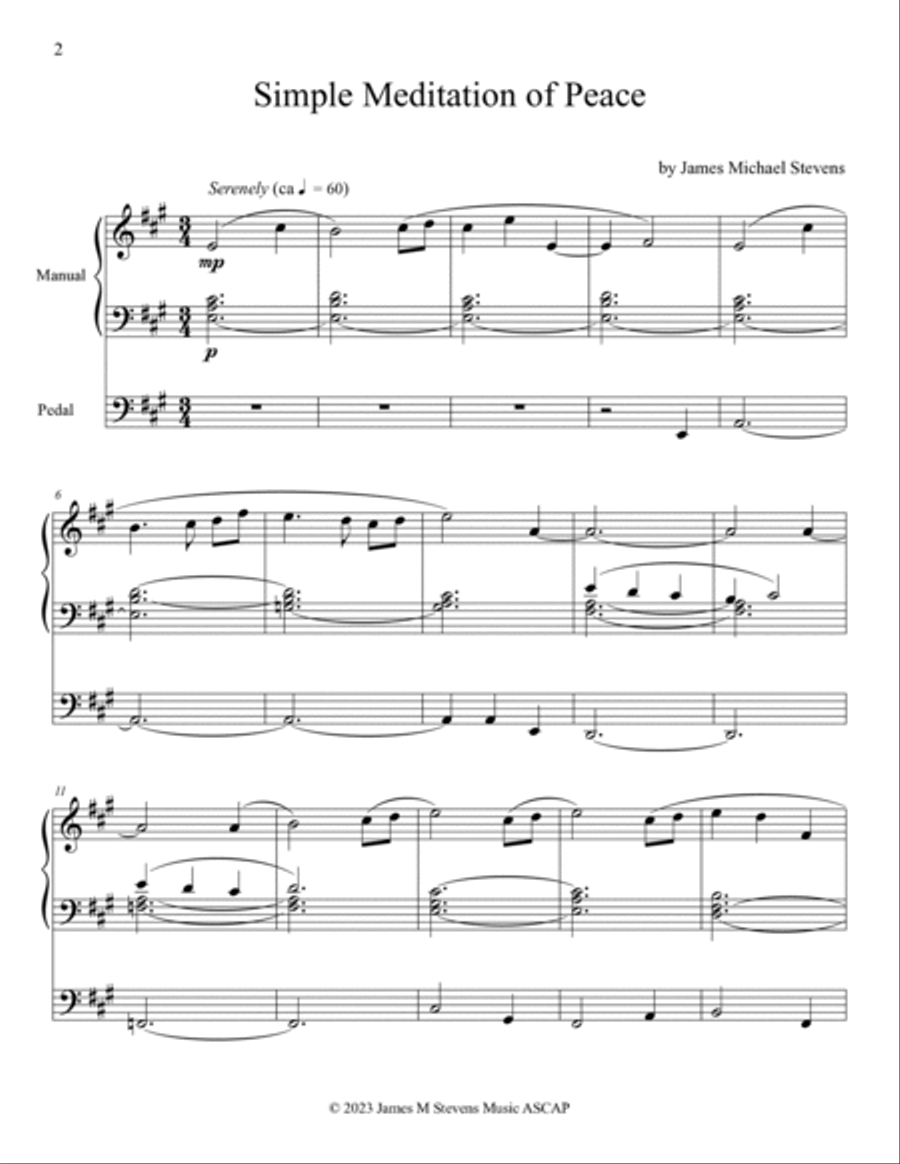 Simple Meditation of Peace - Organ Solo Organ Solo scores gallery preview page 2