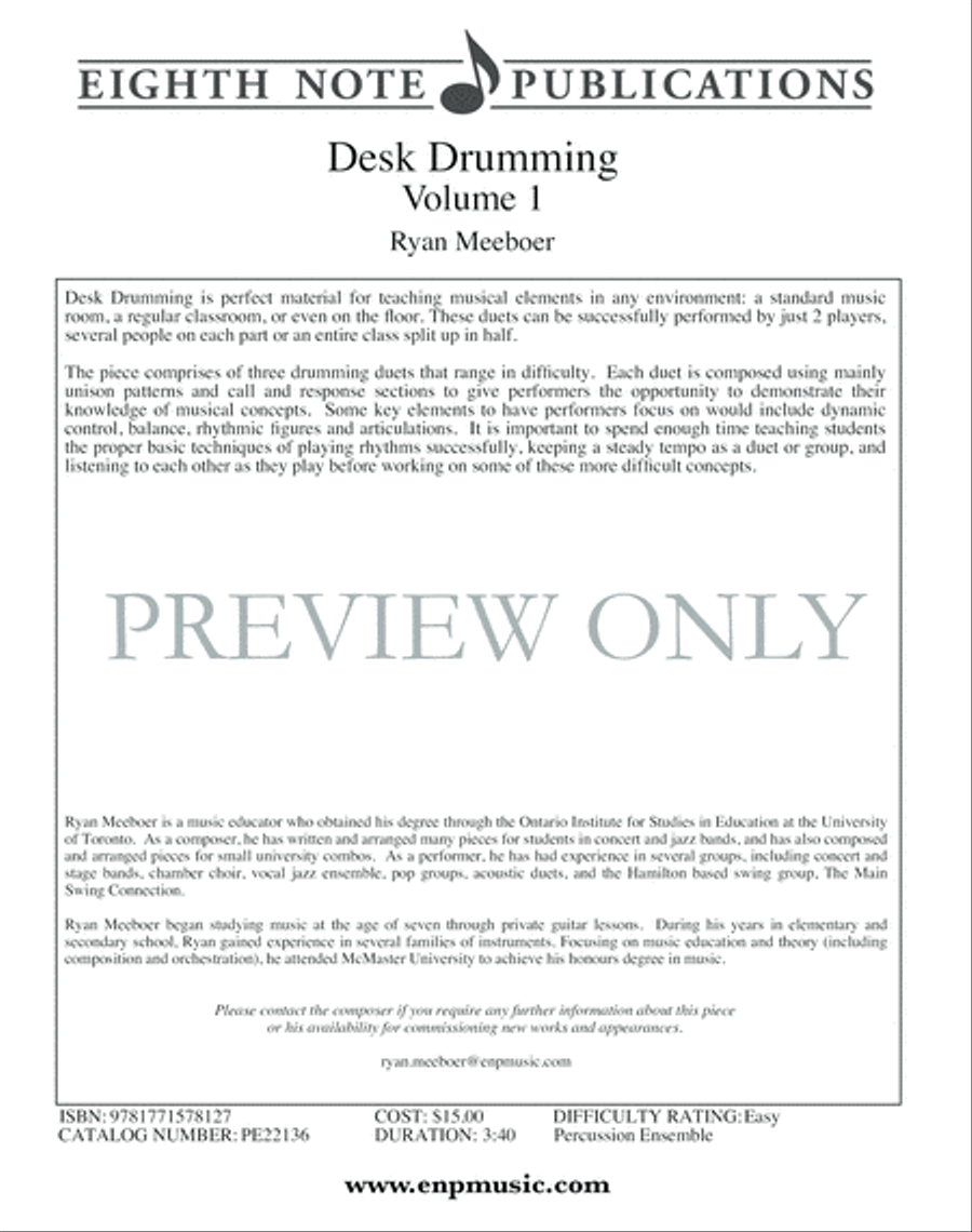 Desk Drumming, Volume 1 Percussion Ensemble scores gallery preview page 2