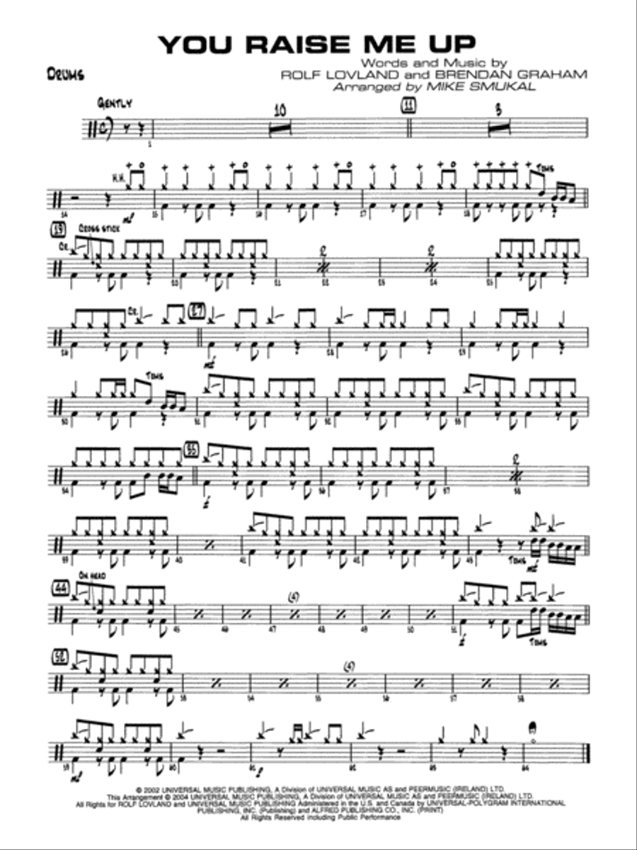 You Raise Me Up: Drums You Raise Me Up: Drums Jazz Ensemble scores gallery preview page 1