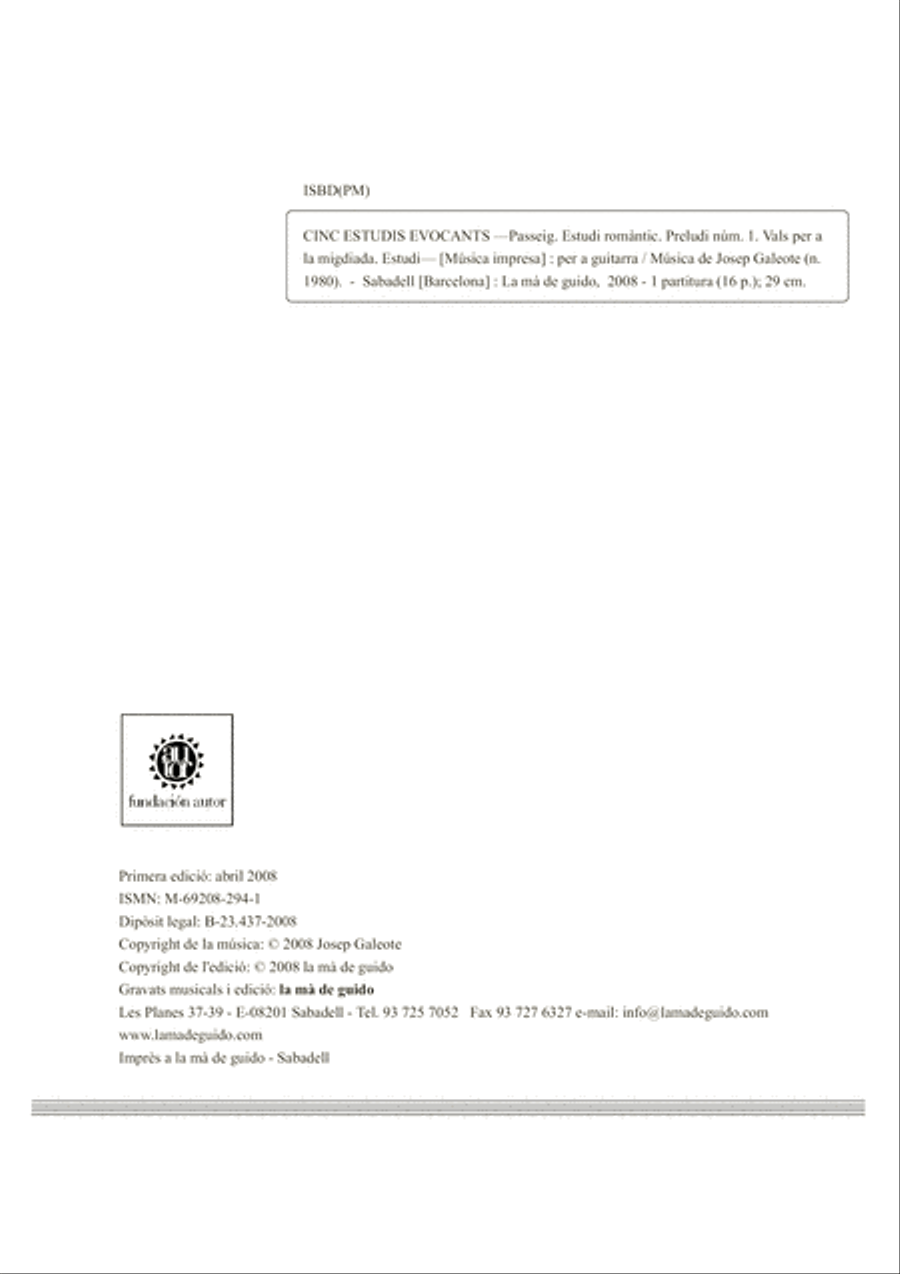 Cinc estudis evocants Cinc estudis evocants Classical Guitar scores gallery preview page 4
