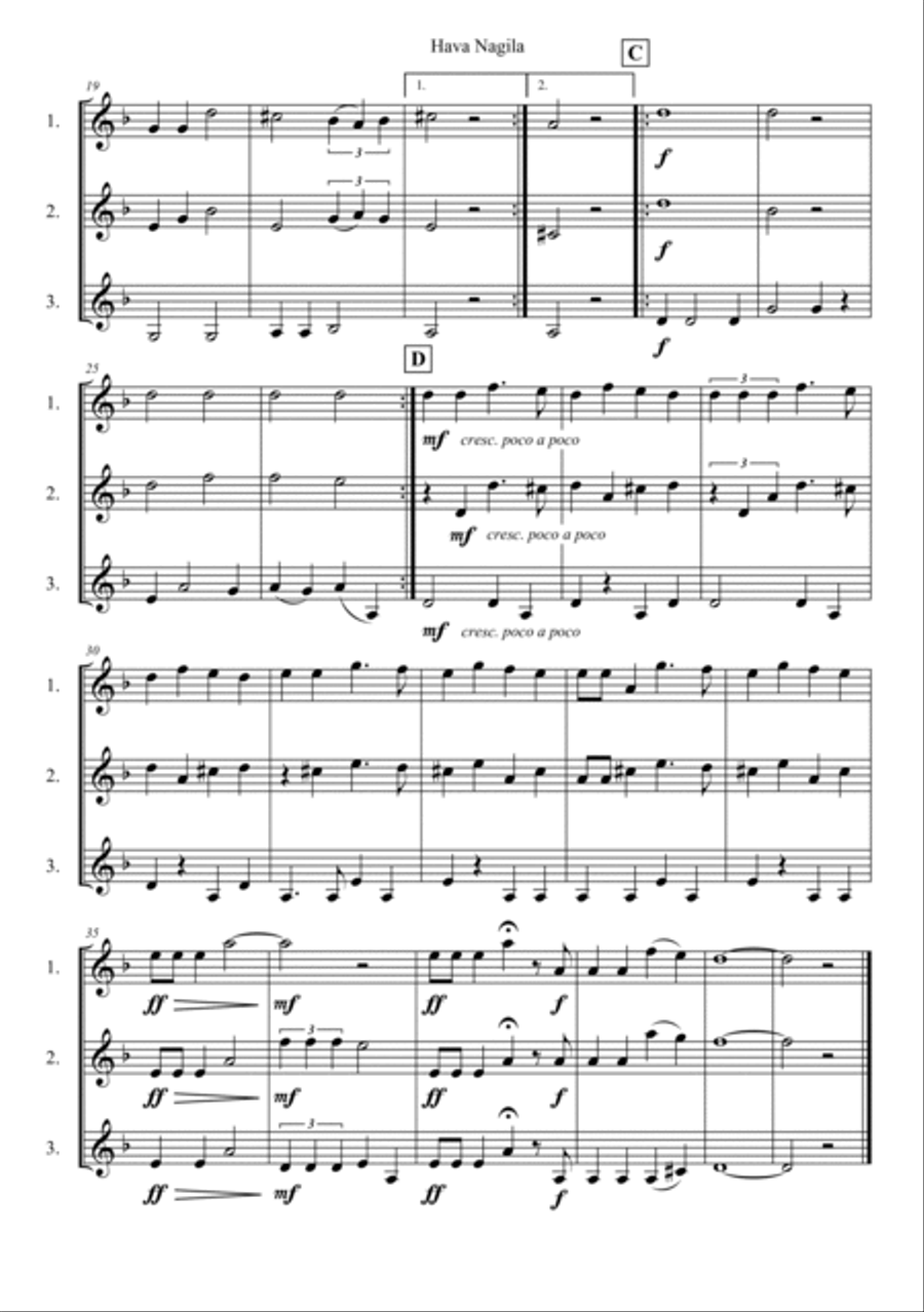 Hava Nagila Hava Nagila Woodwind Trio scores gallery preview page 2