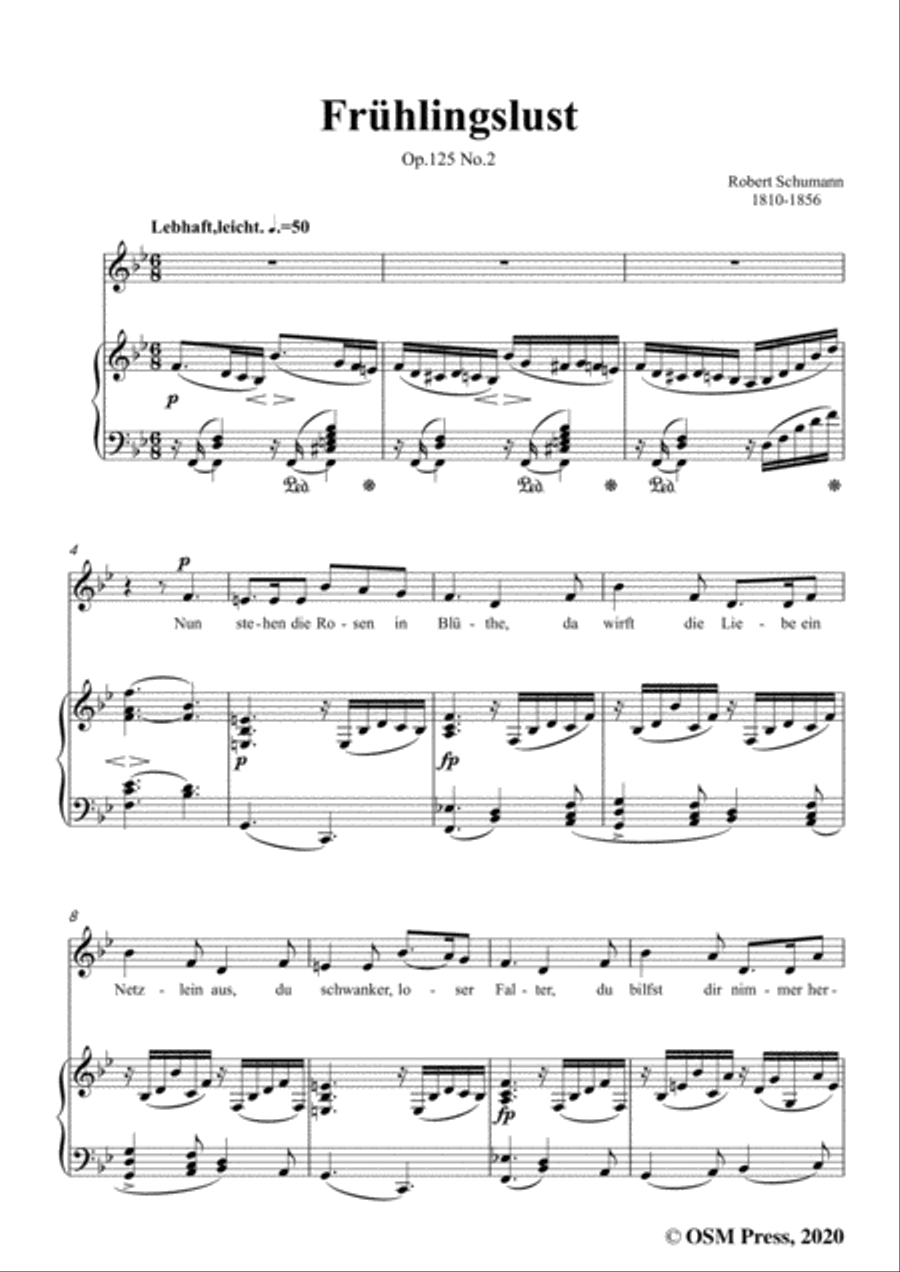 Schumann-Frühlingslust Op.125 No.2,in B flat Major Voice scores gallery preview page 3