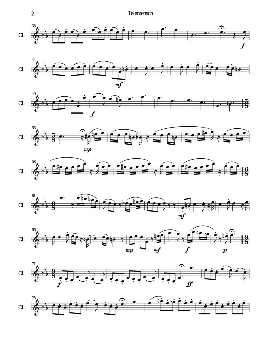 Telemensch (The isolated one) - for clarinet solo Clarinet Solo scores gallery preview page 2