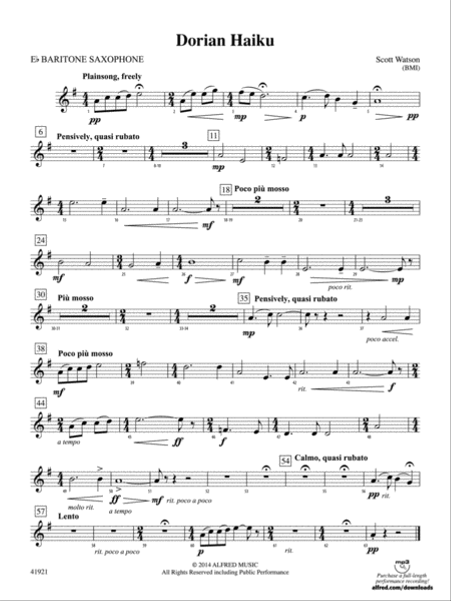 Dorian Haiku: E-flat Baritone Saxophone Concert Band scores gallery preview page 1