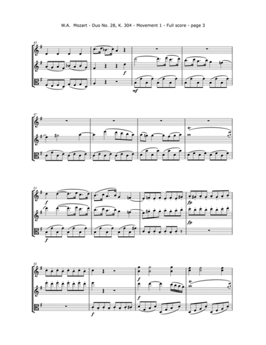 Mozart, W. A. - Sonata No. 28, K. 304 Arranged for Two Violins and Viola image number null