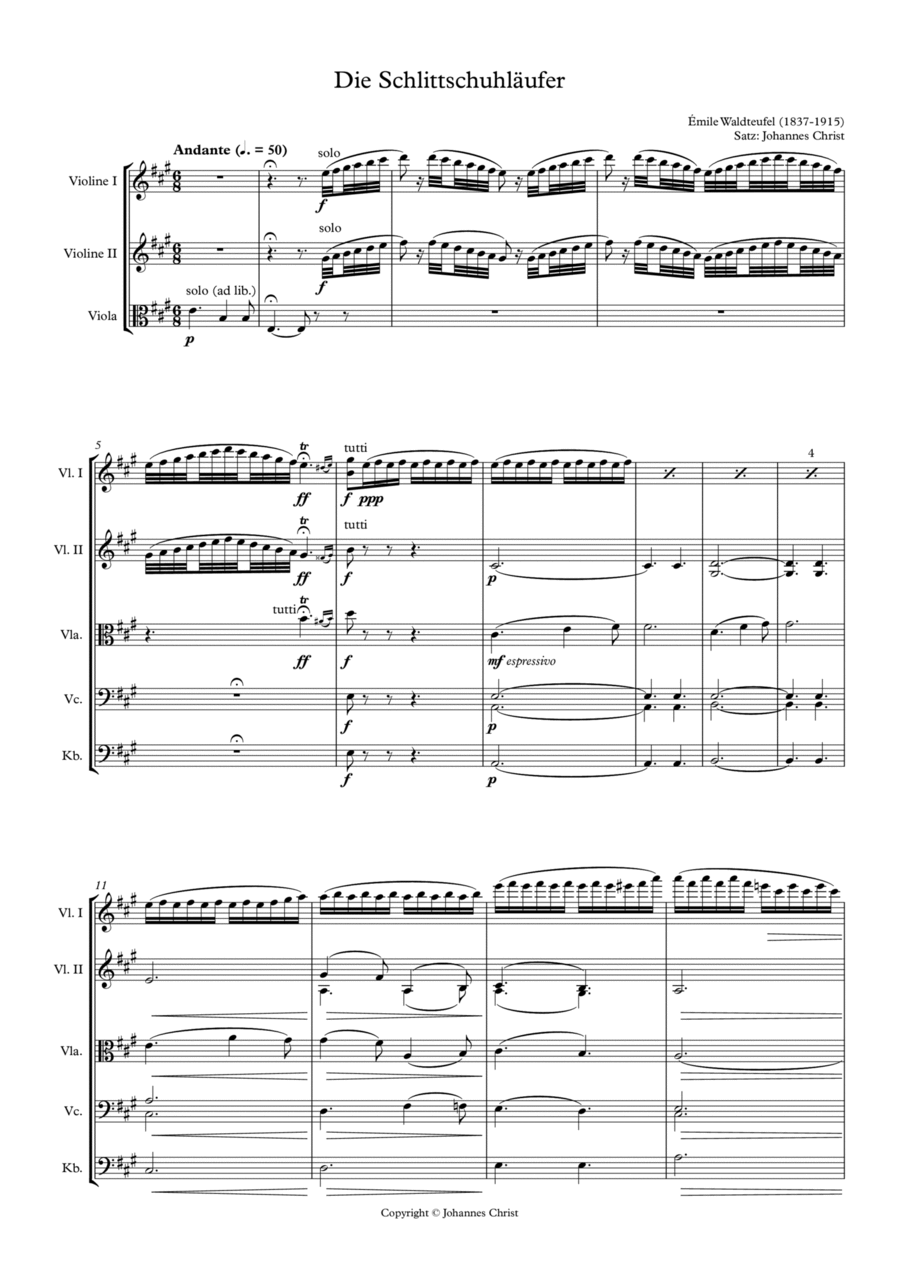 The Skaters Waltz (Les Patineurs) op. 183 String Orchestra scores gallery preview page 1
