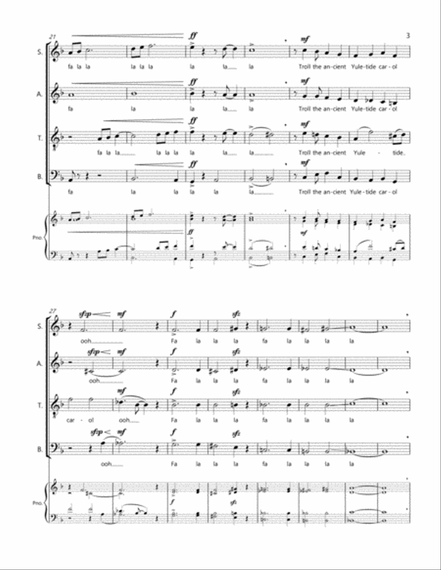 Deck the Halls for SATB Choir Acapella 4-Part scores gallery preview page 5