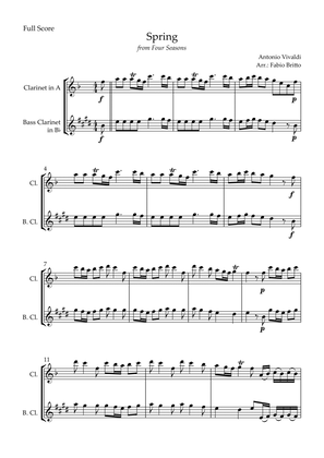 Spring (from Four Seasons of Antonio Vivaldi) for Clarinet in A & Bass Clarinet in Bb Duo