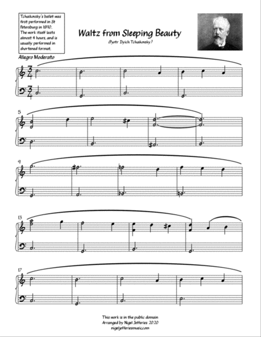 Waltz from Sleeping Beauty arranged for Easy Piano Piano Method scores gallery preview page 2