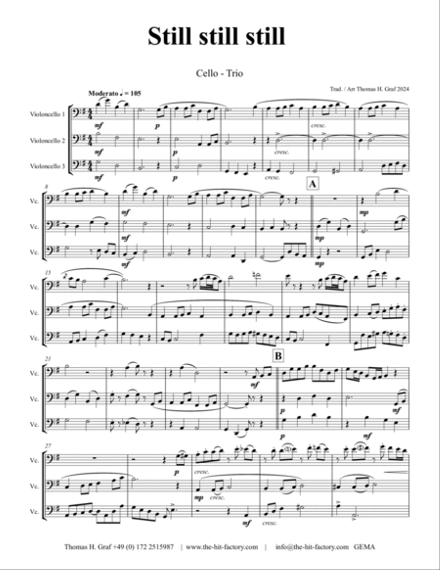 Still Still Still - Christmas song - Cello Trio - G String Trio scores gallery preview page 2