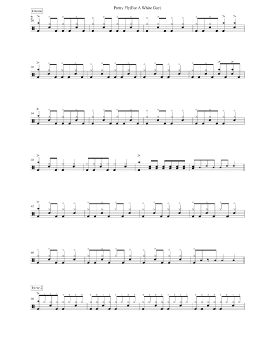 Pretty Fly (for A White Guy) Drum Set scores gallery preview page 2