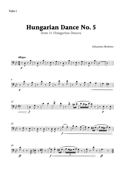 Hungarian Dance No. 5 by Brahms for Tuba Quartet image number null