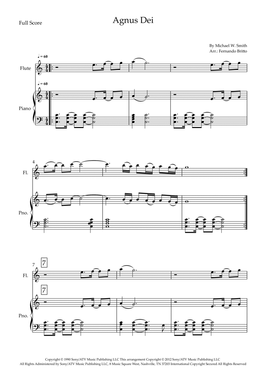 Agnus Dei Flute Solo scores gallery preview page 1
