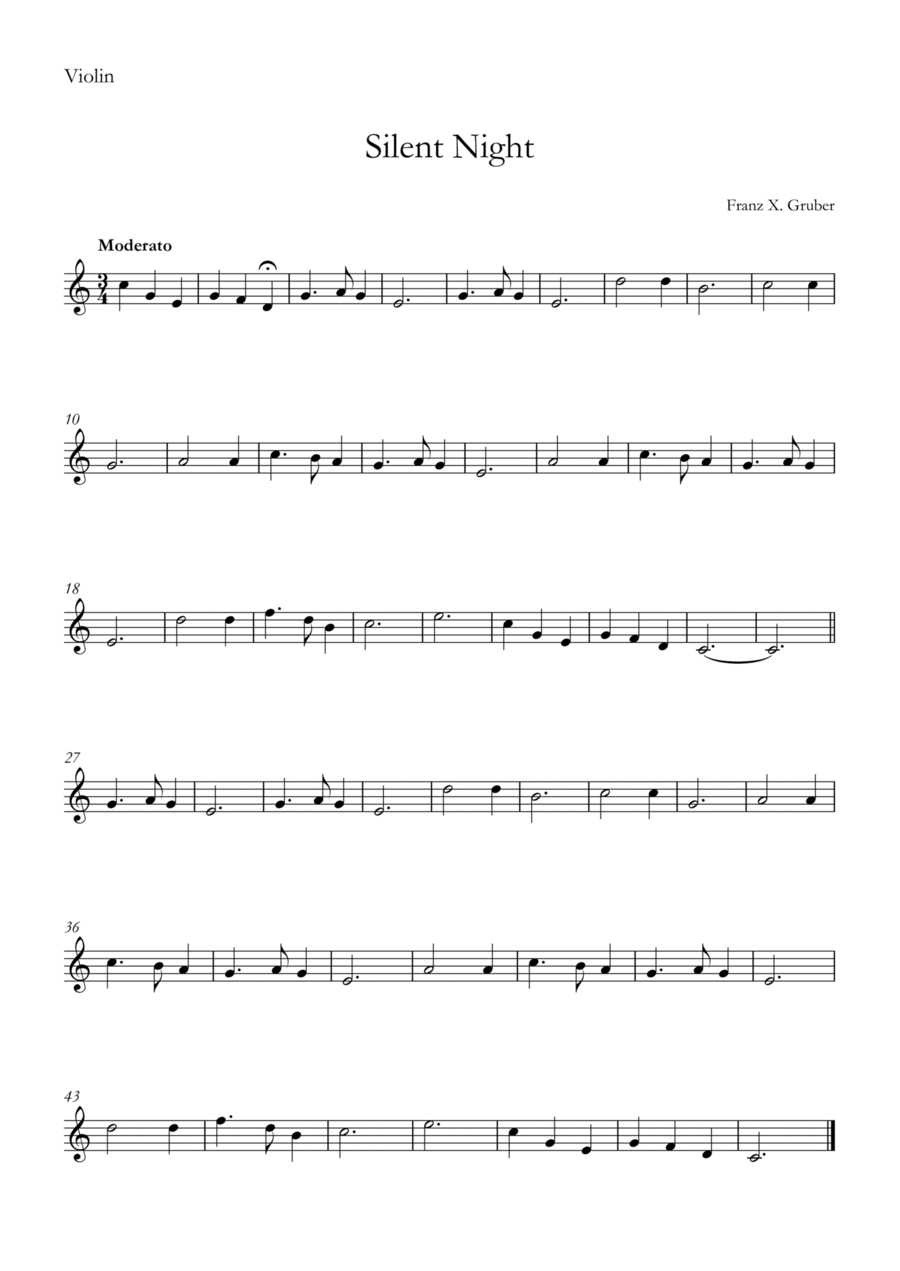 Silent Night Violin Solo scores gallery preview page 1