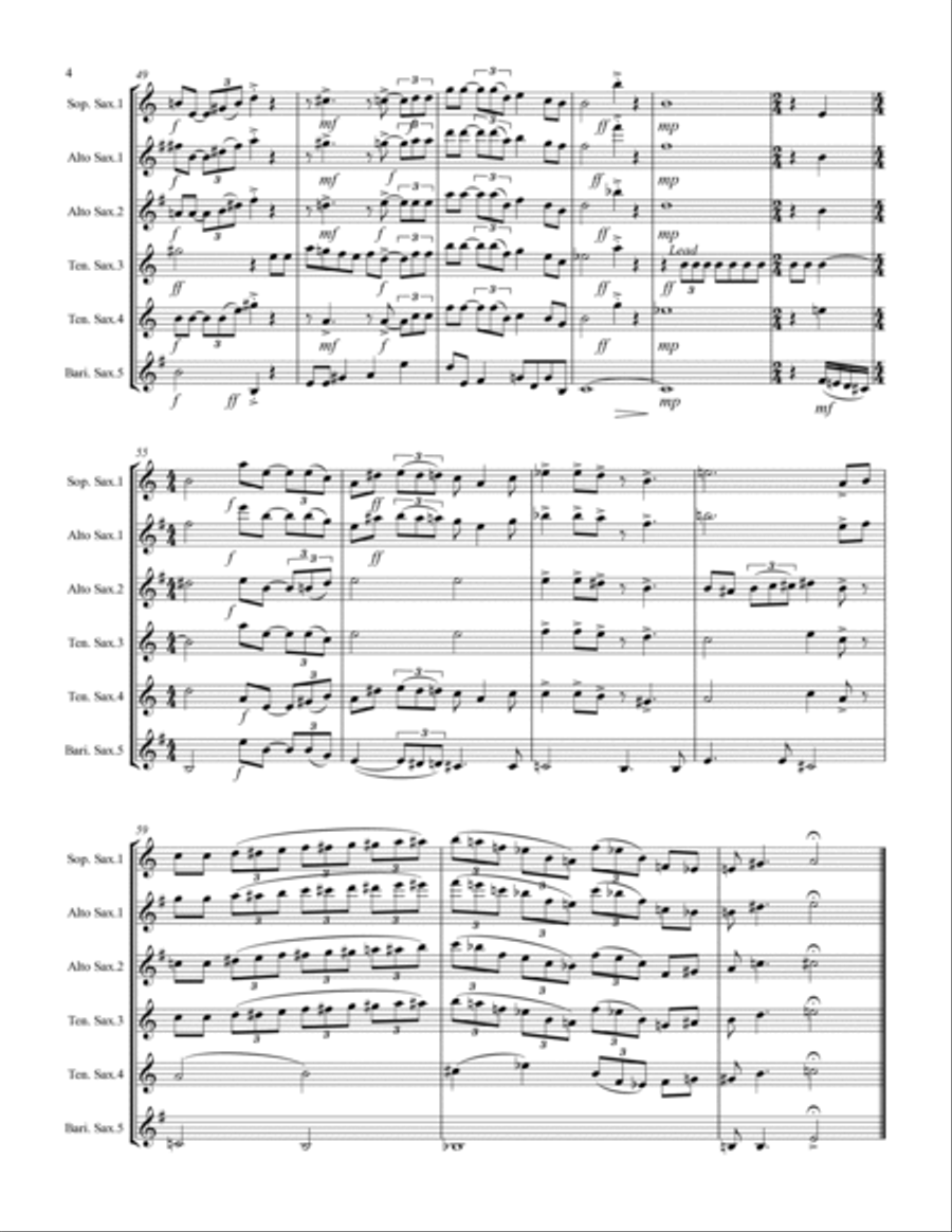 You're A Mean One, Mr. Grinch Saxophone Quintet scores gallery preview page 5