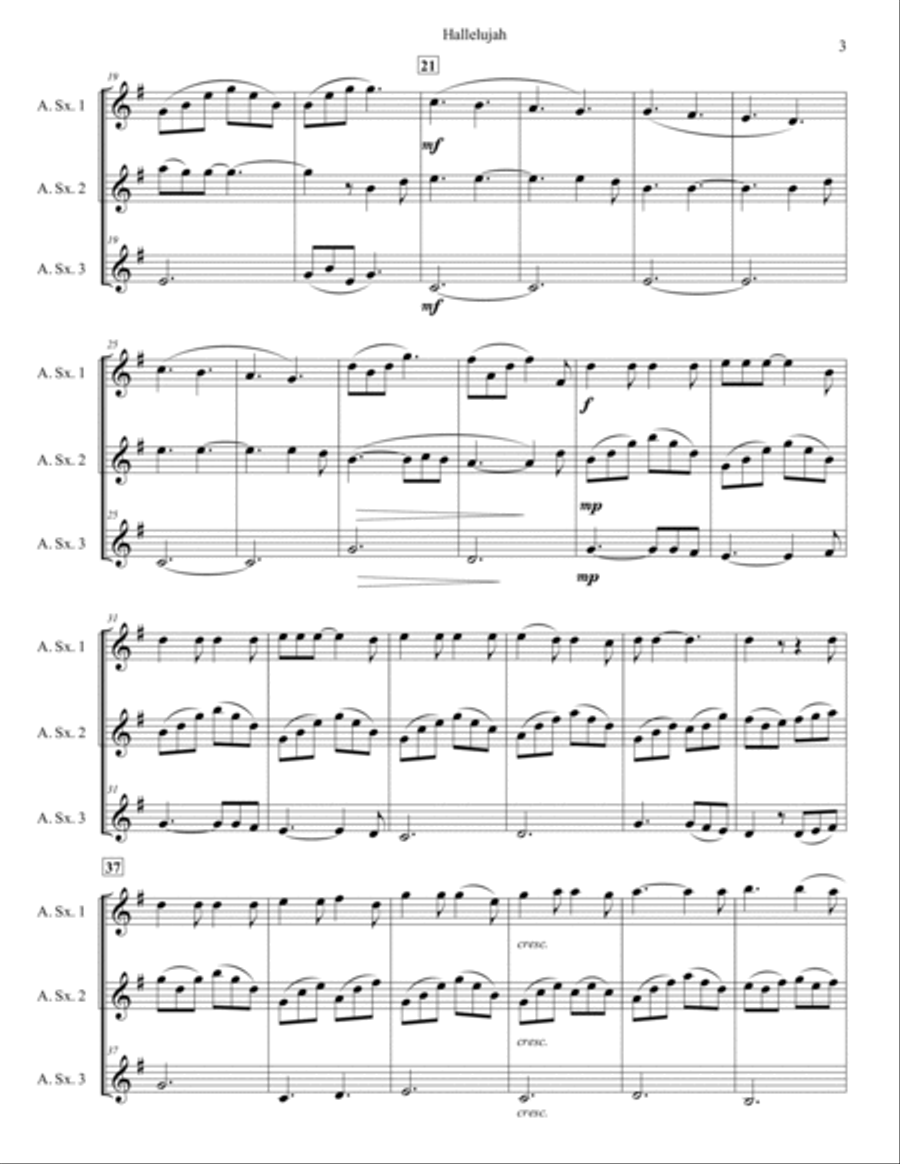 Hallelujah Woodwind Trio scores gallery preview page 3