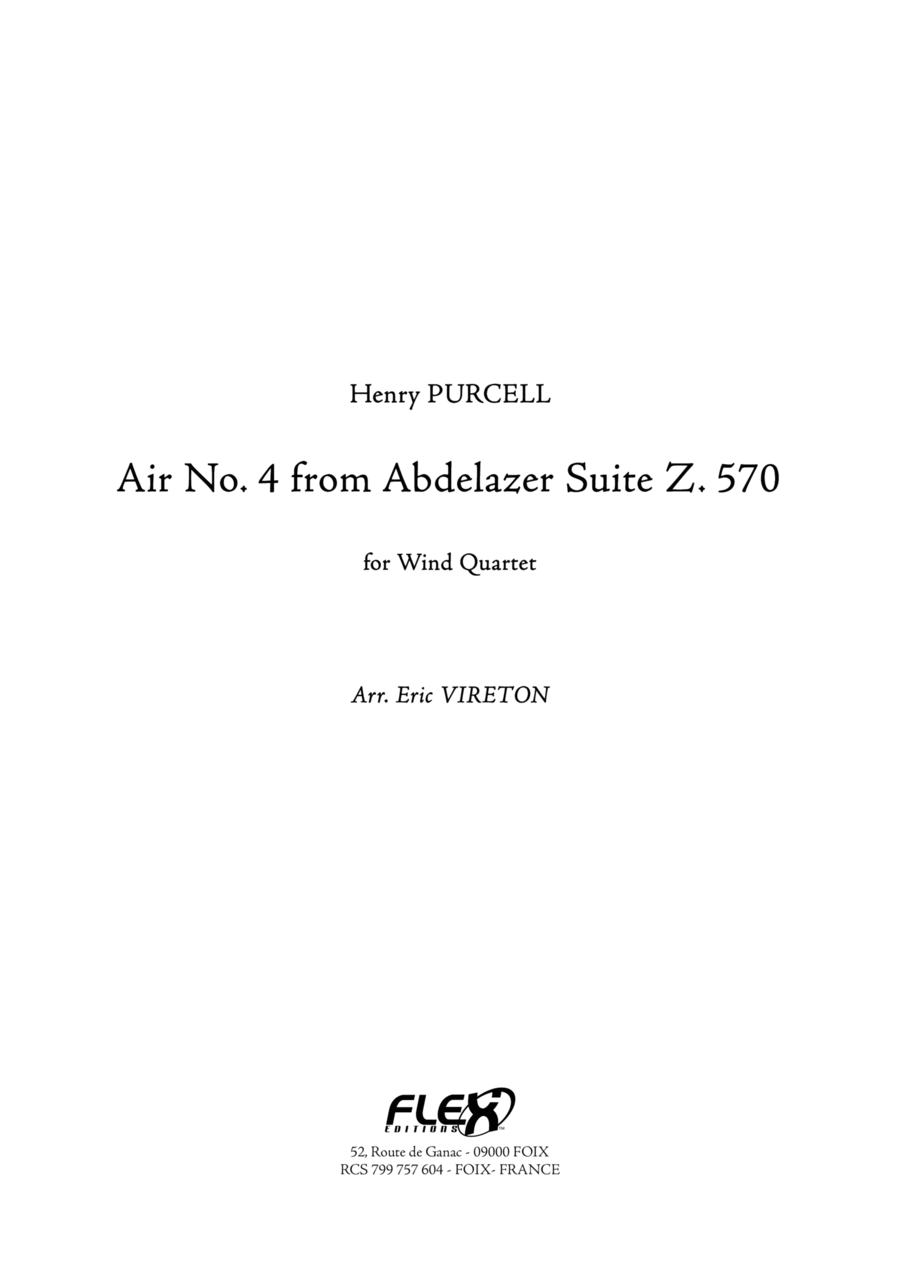 Air No. 4 from Abdelazer Suite Z. 570 Woodwind Quartet scores gallery preview page 1