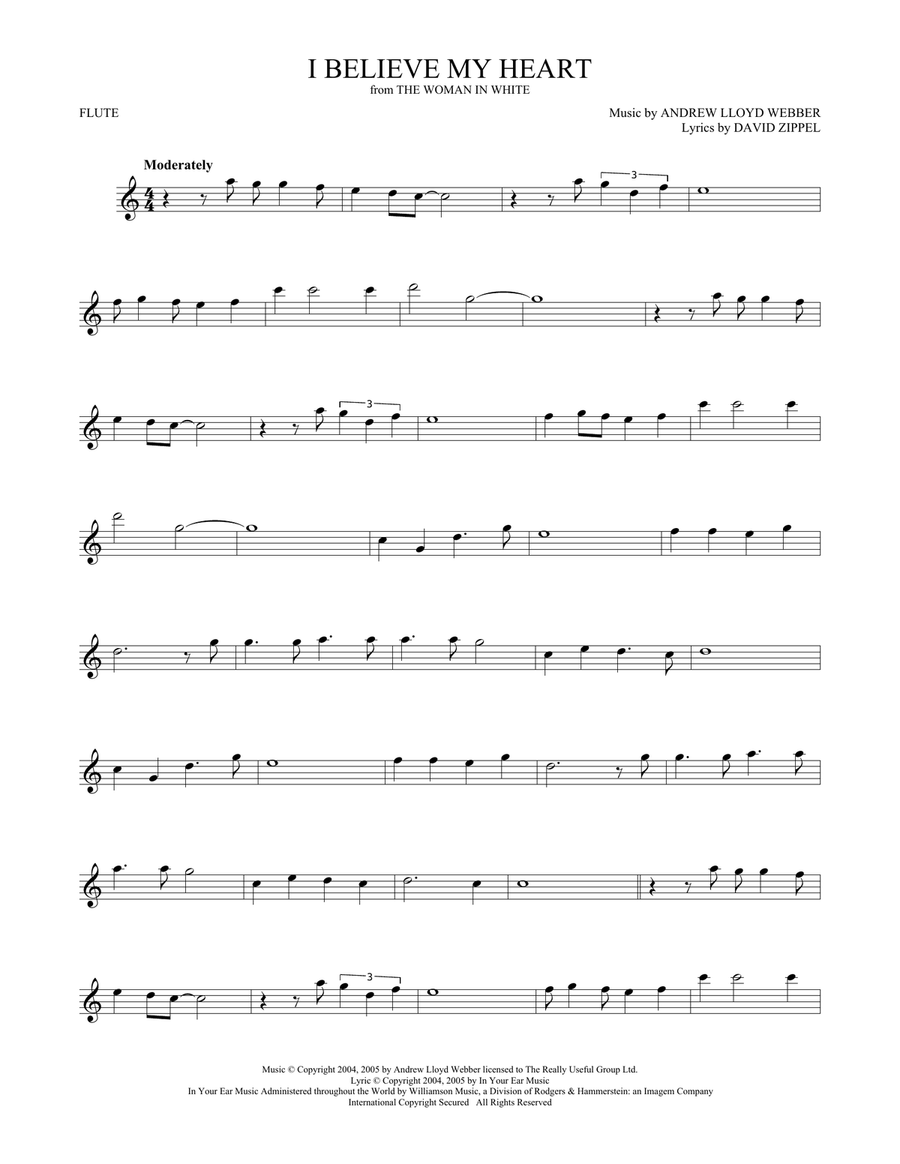 I Believe My Heart (from The Woman In White) Flute Solo scores gallery preview page 1