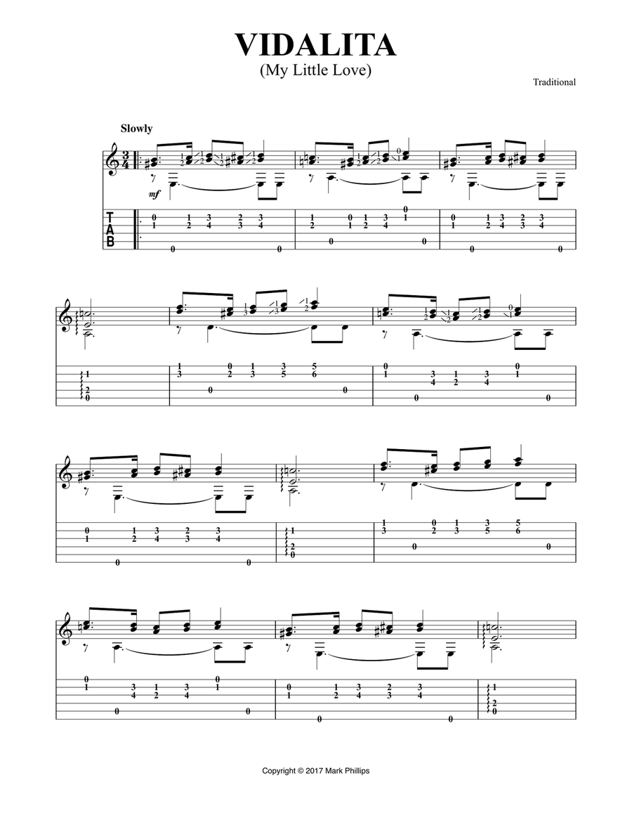 Vidalita (My Little Love) Acoustic Guitar scores gallery preview page 1