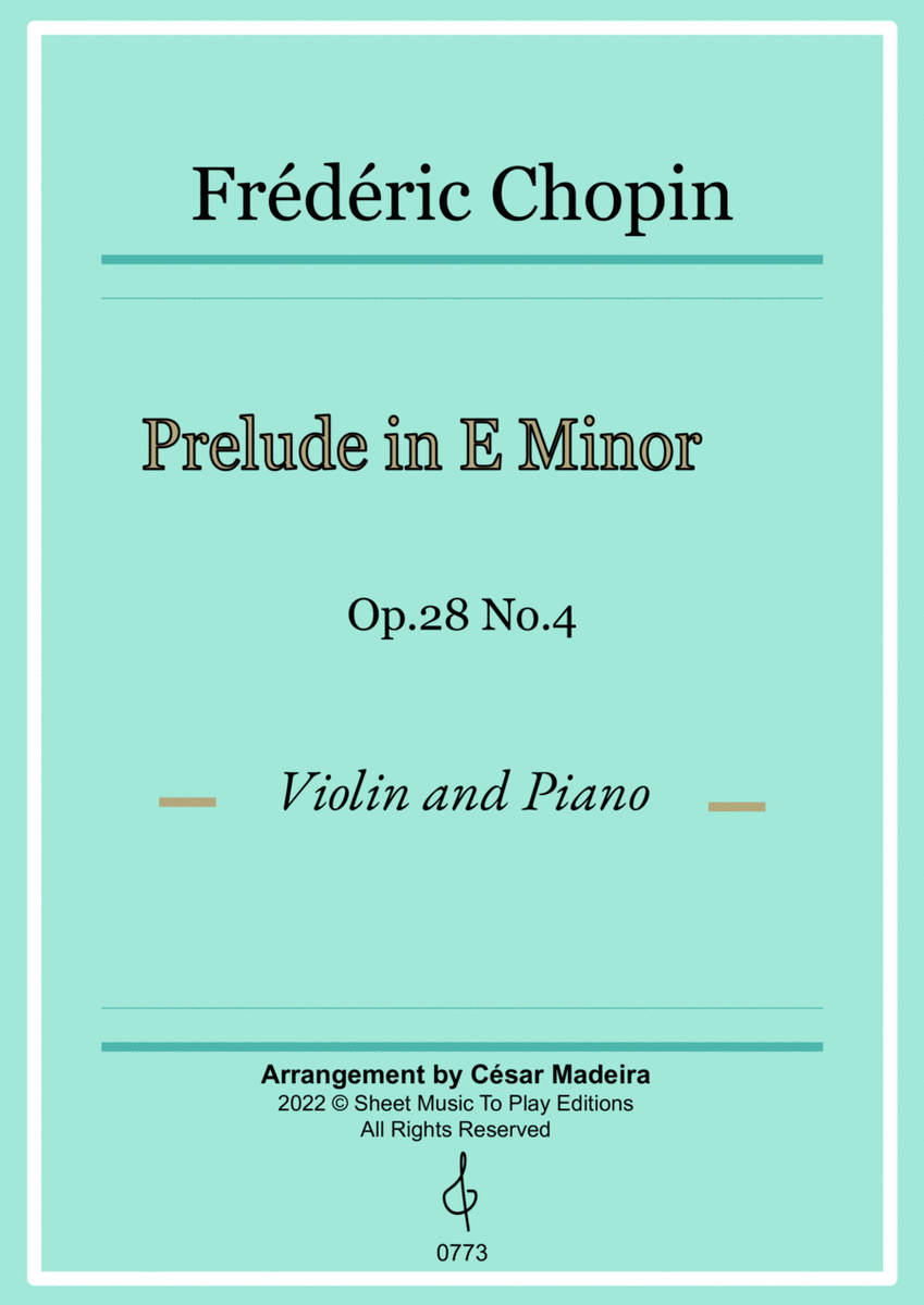 Prelude in E minor by Chopin - Violin and Piano (Full Score and Parts) image number null