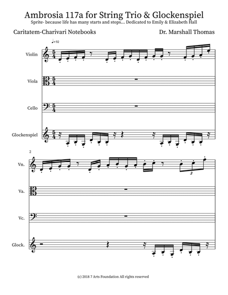 Ambrosia 117a for String Trio & Glockenspiel