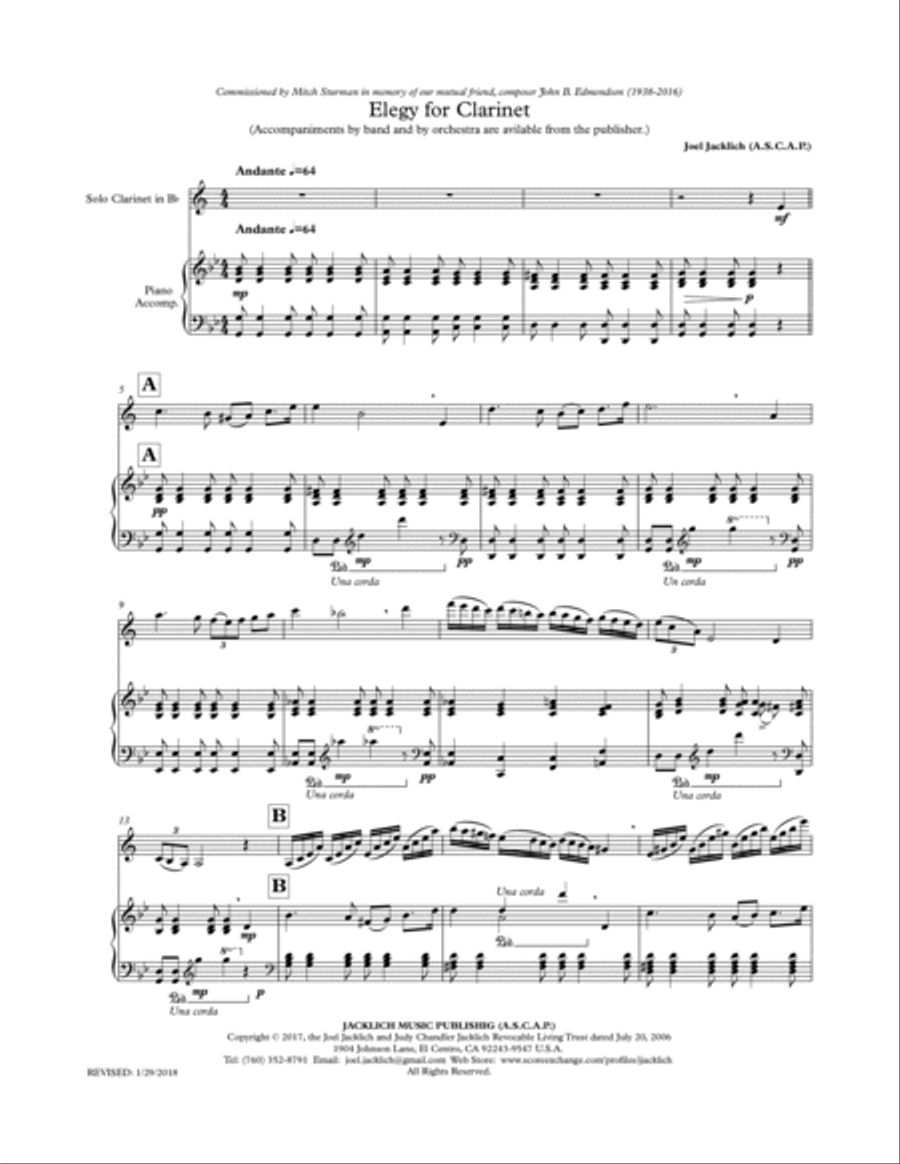Elegy for Clarinet Clarinet Solo scores gallery preview page 2