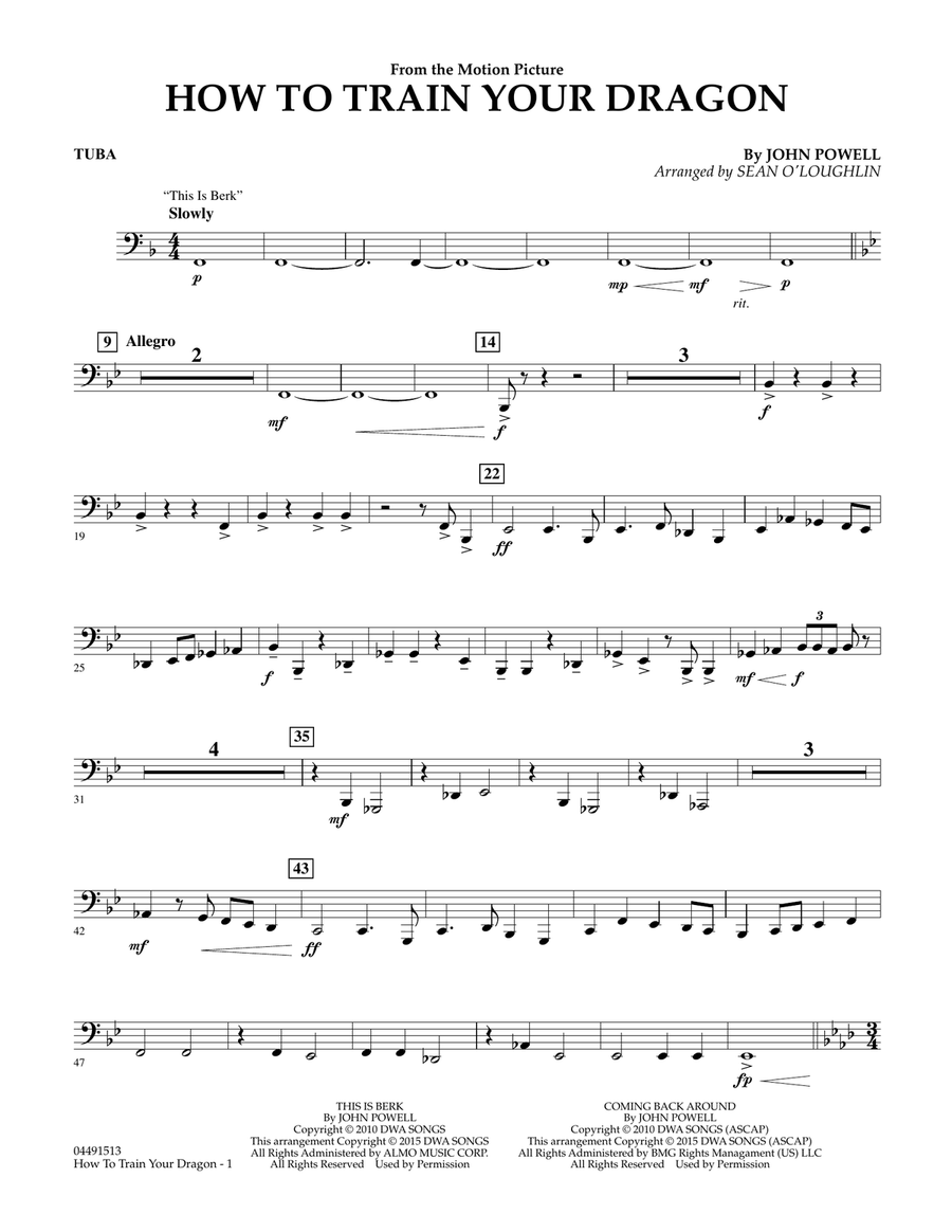 How to Train Your Dragon - Tuba Full Orchestra scores gallery preview page 1